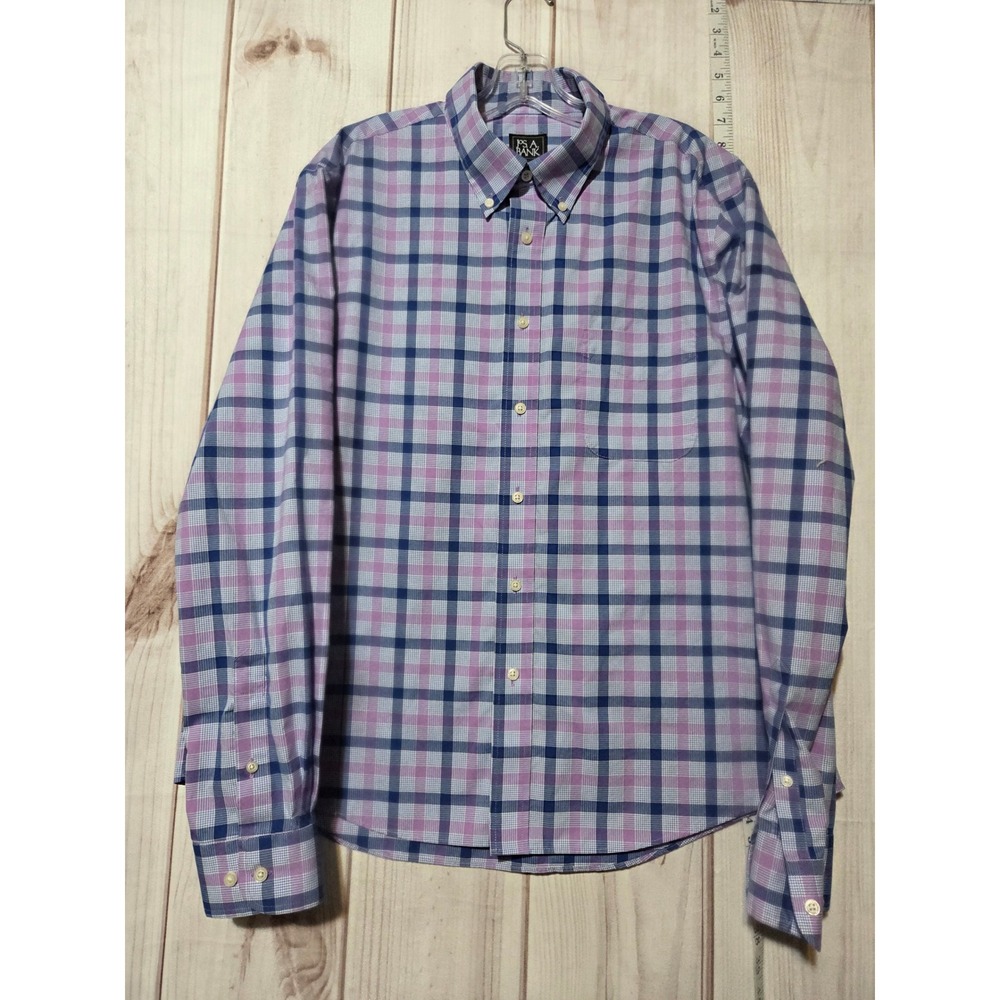 Jos A‎ Bank Traveler Plaid Button Down Shirt Slim Fit XL Mens Cotton